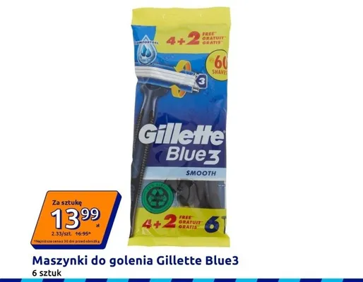 Maszynka do golenia Gillette blue 3 football promocja w Action