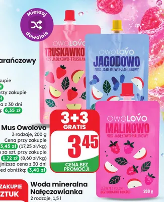 Mus jabłkowo-jagodowy Owolovo Jagodowo promocja w Dino