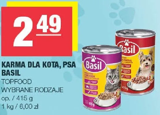 Karma dla Kota Psa Basil Topfood promocja w SPAR