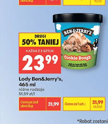 Lody Ben&Jerry's Cookie Dough 465ml promocja w Biedronka
