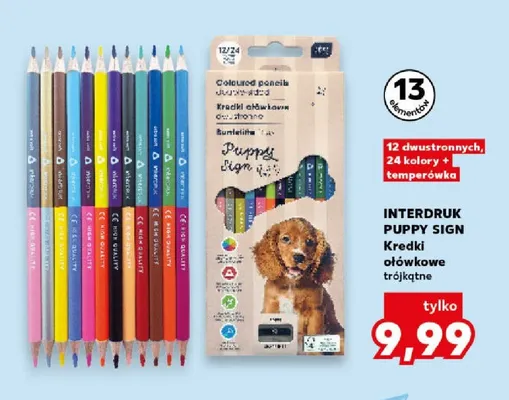 Kredki ołówkowe trójkątne Interdruk Puppy Sign promocja w Kaufland