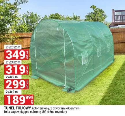 Tunel foliowy kolor zielony 2,5x5x2 m promocja w Merkury Market
