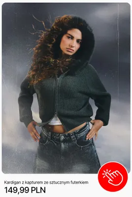 Kardigan z kapturem ze sztucznym futerkiem Cropp promocja w Cropp