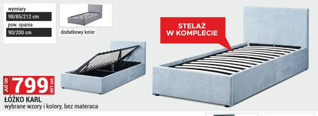 Łóżko Karl promocja w Merkury Market