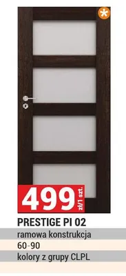 Drzwi PRESTIGE PI 02 ramowa konstrukcja 60-90 kolory z grupy CL/PL promocja w Merkury Market