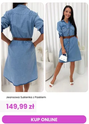 Sukienka jeansowa z paskiem ModnaKiecka.pl Modnakiecka. Pl promocja w Modna Kiecka