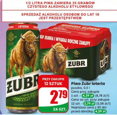 Piwo Żubr loteria promocja w Dino