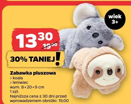 Zabawka pluszowa koala/leniwiec promocja w Netto