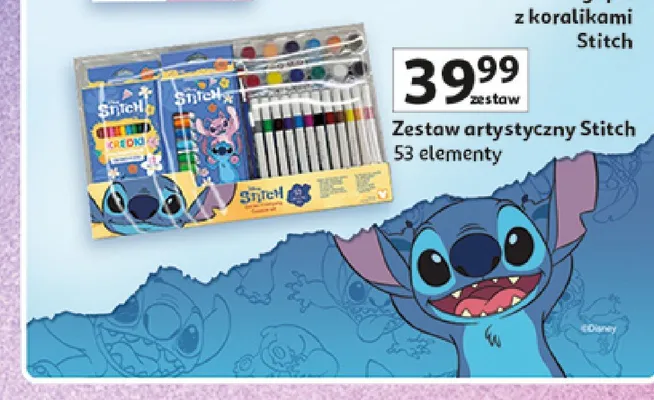 Zestaw artystyczny Stitch 53 elementy promocja w Auchan