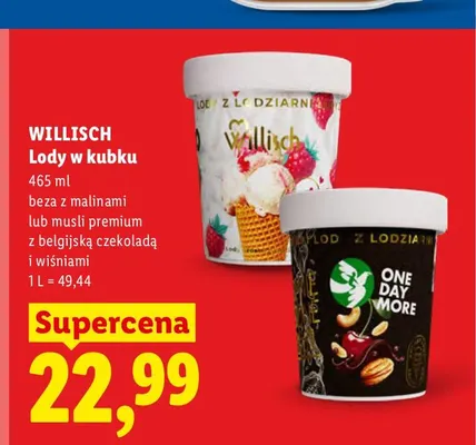 Lody w kubku beza z malinami Willisch promocja w Lidl