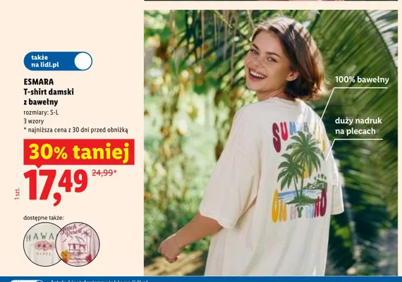 T-shirt damski z bawełny ESMARA promocja w Lidl