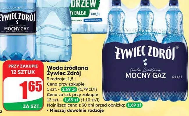 Woda źródlana mocny gaz promocja w Dino