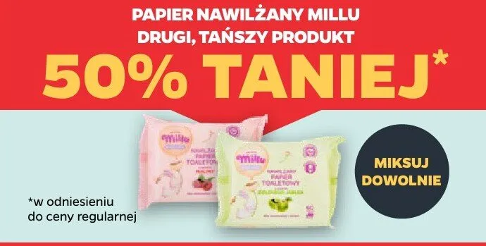 Papier nawilżany Millu promocja w Netto