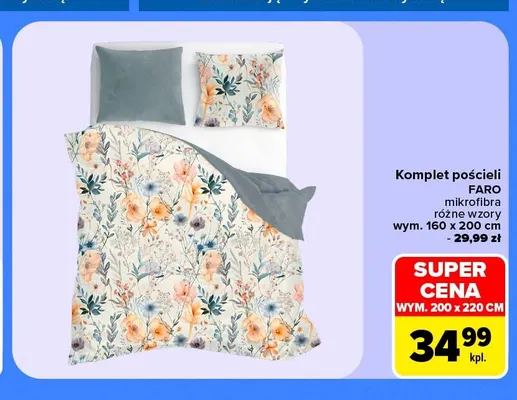 Komplet pościeli mikrofibra Faro 200x220 cm promocja w Carrefour