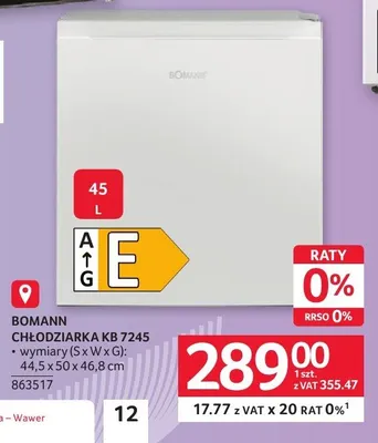 Chłodziarka BOMANN KB 7245 promocja w Selgros