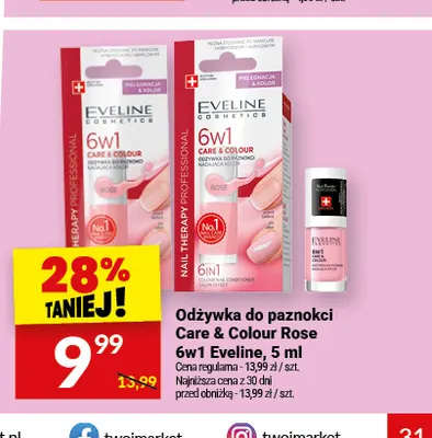 Odżywka do paznokci Care & Colour Rose 6w1 Eveline promocja w Twój Market