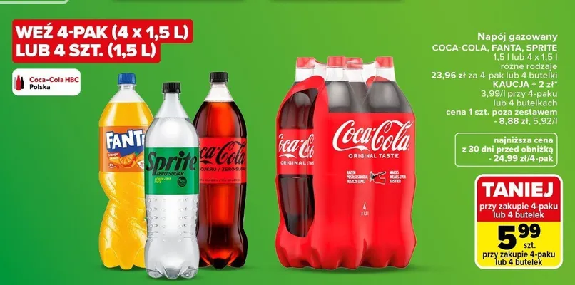 Napój gazowany Coca-Cola Zero Sugar promocja w Carrefour