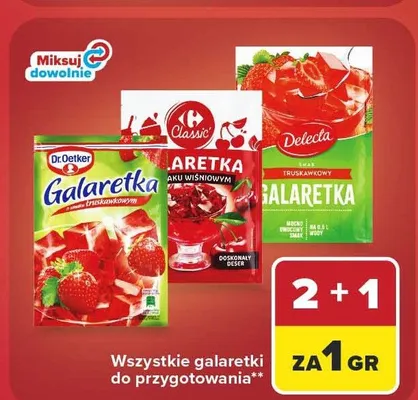 Galaretka o smaku truskawkowym Delecta promocja w Carrefour