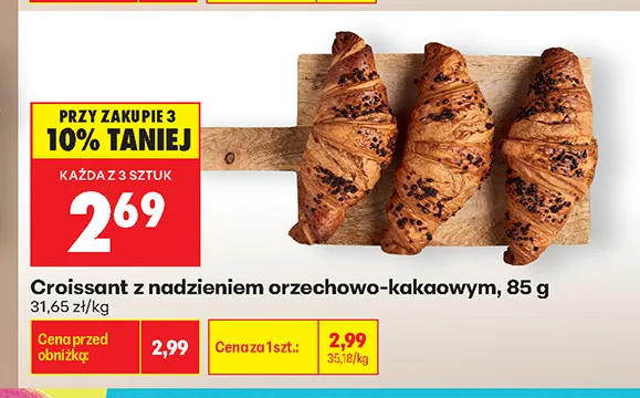 Croissant z nadzieniem orzechowo-kakaowym promocja w Biedronka