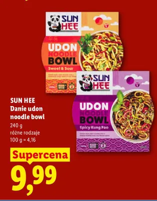 Danie udon noodle bowl Sweet & Sour Sun Hee promocja w Lidl