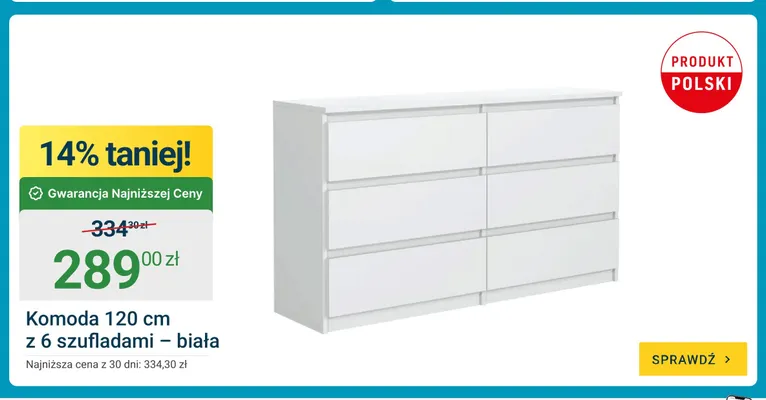 Komoda 120 cm z 6 szufladami promocja w ERLI