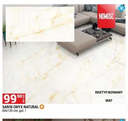 Gres Sarin Onyx Natural 60x120 cm promocja w Merkury Market