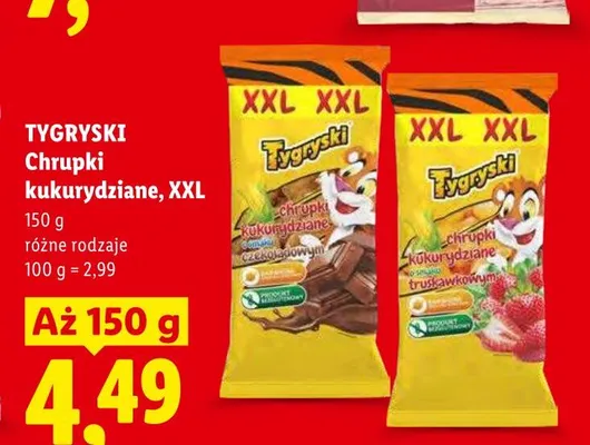 Chrupki kukurydziane Tygryski o smaku czekoladowym XXL promocja w Lidl