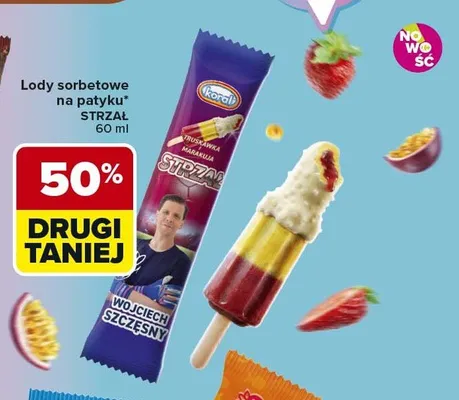 Lody sorbetowe na patyku Koral Strzał promocja w Carrefour Express