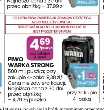 Piwo Warka Strong 4-pak promocja w Stokrotka