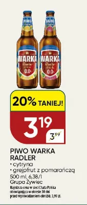 Piwo bezalkoholowe Warka Radler grejpfrut z pomarańczą promocja w Chata Polska