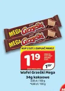 Wafel Grześki Mega kakaowe w czekoladzie mlecznej promocja w Delfin