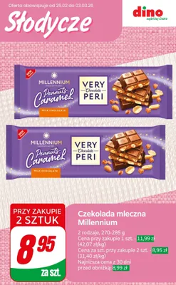 Czekolada mleczna Peanuts Caramel Very Chocolate Peri promocja w Dino