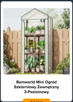 Mini ogród szklarniowy Bamworld zewnętrzny 3-poziomowy promocja w Amazon