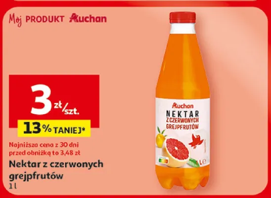 Nektar z czerwonych grejpfrutów Auchan promocja w Auchan