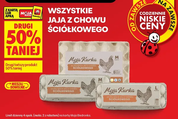 Jaja z chowu ściółkowego Moja Kurka promocja w Biedronka