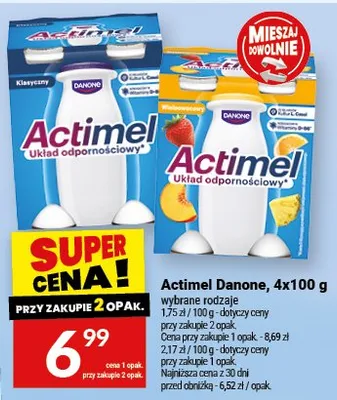 Actimel Danone 4x100g promocja w Twój Market