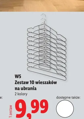 Zestaw 10 wieszaków na ubrania W5 10-pak promocja w Lidl
