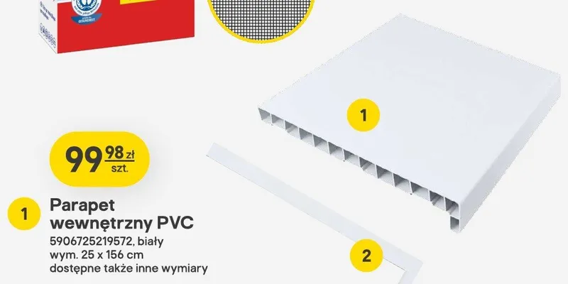 Parapet wewnętrzny PVC biały wym. 25x156cm promocja w Castorama