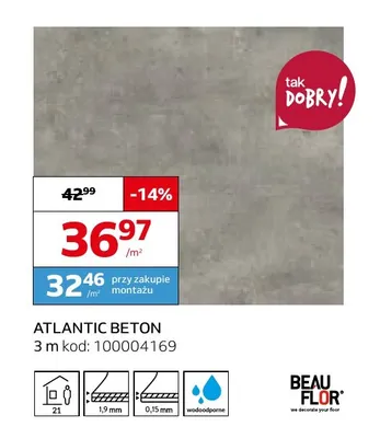 Wykładzina elastyczna Atlantic Beton Beau Flor promocja w Komfort
