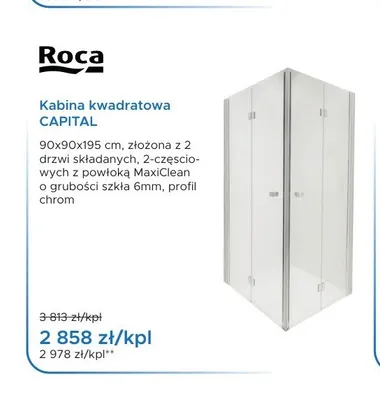 Kabina kwadratowa Roca CAPITAL promocja w Blu Salony Łazienek