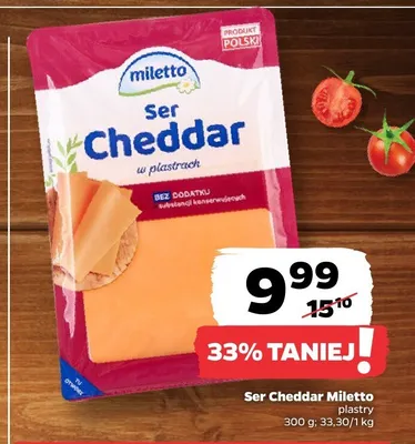 Ser Cheddar Miletto plastry promocja w Netto