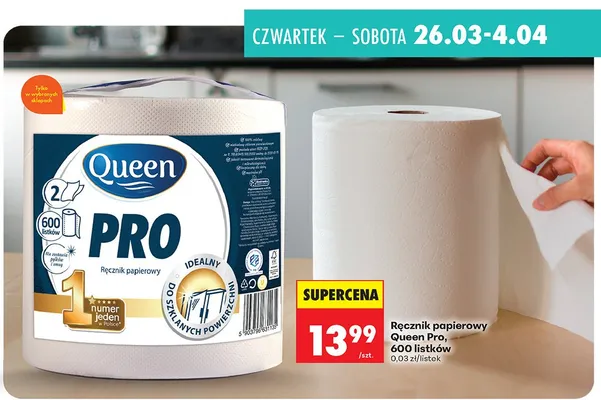 Ręcznik papierowy Pro, 600 listków promocja w Biedronka