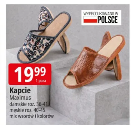 Kapcie Maximus damskie roz. 36-41 męskie roz. 40-45 promocja w Leclerc