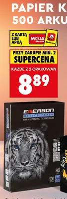 Papier ksero A4 Emerson promocja w Biedronka