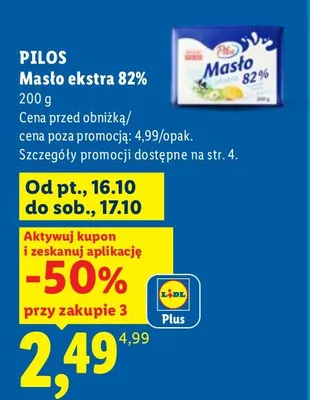 Masło ekstra Pilos 82% promocja w Lidl