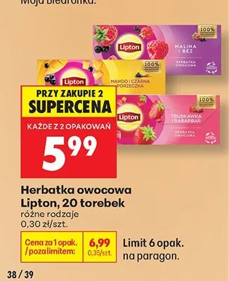 Herbatka owocowa Lipton Mango i Czarna Porzeczka promocja w Biedronka