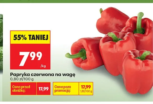 Papryka czerwona na wagę promocja w Biedronka