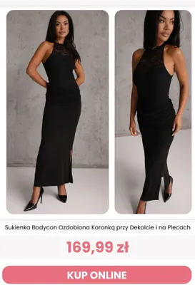 Sukienka Bodycon ozdobiona koronką przy dekolcie i na plecach Renee promocja w Renee