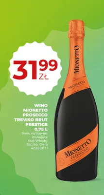 Wino musujące Mionetto Prosecco Treviso Brut Prestige promocja w Duży Ben