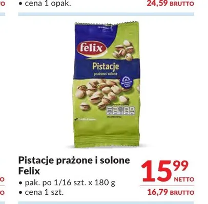Pistacje prażone i solone Felix promocja w Makro